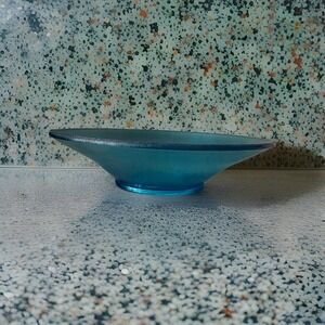 Vintage Northwood‎ Blue Iridescent Stretch Glass Console Bowl Opalescent 10"